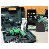 LL - Hitachi D10VH 3/8 in 10 mm Drill - Corded with Case & 4-Piece Bit Set