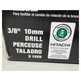LL - Hitachi D10VH 3/8 in 10 mm Drill - Corded with Case & 4-Piece Bit Set
