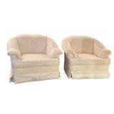 LR - Art Deco Upholstered Swivel Chairs - Pair,