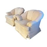 LR - Art Deco Upholstered Swivel Chairs - Pair,