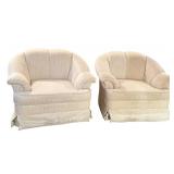 LR - Art Deco Upholstered Swivel Chairs - Pair,