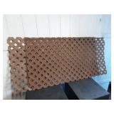 Pair of metal plant stands, metal Eifel tower statue, and 2 plastic lattice pieces