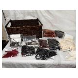 Large lot of wood beads with basket