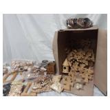 Box of wood crafting supplies