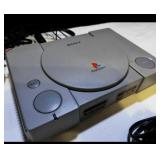 Vintage 90s PlayStation Console with controllers & light gun