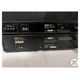 Yamaha tower speakers with av stereo amplifier, k-80 stereo cassette deck, and Yamaha am/fm stereo