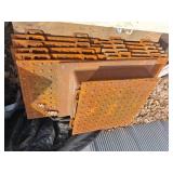 11 cast iron concrete tread stamps and heavy cast iron sewer drain with grate