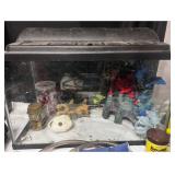 Assortment of fish tank accessories and tank