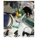 Assortment of fish tank accessories and tank