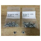 Lot of 40- Hex Flange Locking Nuts- 1/4 - 20