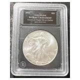 2002 AMERICAN SILVER EAGLE 1 TROY OZ .999 FINE SILVER SLABBED BU