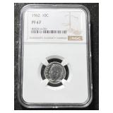1962 US PROOF ROOSEVELT DIME NGC PF67