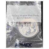 2025 CHINESE PANDA 1 TROY OZ .999 FINE SILVER IN AIRTITE