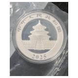 2025 CHINESE PANDA 1 TROY OZ .999 FINE SILVER IN AIRTITE
