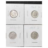 4 US SILVER ROOSEVELT DIMES