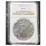 1987 AMERICAN SILVER EAGLE NGC MS69