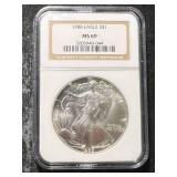 1988 AMERICAN SILVER EAGLE NGC MS69