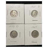 4 US SILVER ROOSEVELT DIMES