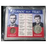 STRANGE BUT TRUE US LINCOLN CENT WITH 1964 KENNEDY HALF DOLLAR
