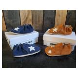 New 2 Pairs Minnetonka Moccasin Baby Infant Moccasins Size 1 & 2