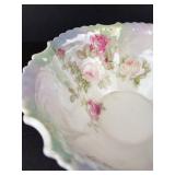 SELESIA Rose-Pattern Porcelain Compote Bowl - 9 in Diameter