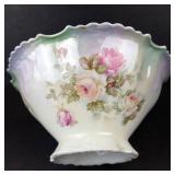 SELESIA Rose-Pattern Porcelain Compote Bowl - 9 in Diameter