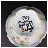 SELESIA Rose-Pattern Porcelain Compote Bowl - 9 in Diameter