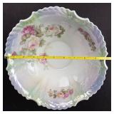 SELESIA Rose-Pattern Porcelain Compote Bowl - 9 in Diameter
