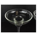 Air-Twist Clear Glass Taper Candle Holders (Pair) & Romanian Hand-Blown Cobalt Blue Candle Holder