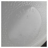 Glasbake #235 1 Qt Oval Casserole Dish w Blue Floral & Dynaware Pyr-O-Rey Milk Glass Custard Cups (Lot of 4)