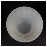 Glasbake #235 1 Qt Oval Casserole Dish w Blue Floral & Dynaware Pyr-O-Rey Milk Glass Custard Cups (Lot of 4)