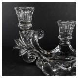 Fostoria Clear Glass Triple Candelabra Candlestick Holder