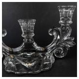 Fostoria Clear Glass Triple Candelabra Candlestick Holder