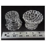 Bubble Glass Candle Holders - 2 Matching Pairs & 1 Single