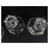 Crystal Glass Candlestick Set - 4 Pieces with Faceted Bases