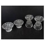 Crystal-Glass Candle Holders Set of 4 (2 Small, 2 Tall)