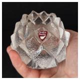 Orrefors Nimbus Votive Candle Holder - Bandol Lead Crystal - Block Crystal Candlestick