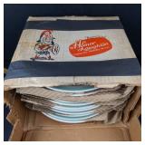 Homer Laughlin Best China Plates - Mint Green Rim, White Center, 12 Plates