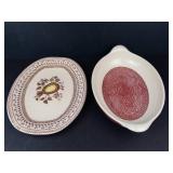 Longaberger Paprika Oval Baking Dish (ACO) & Johnson Bros Fruit Sampler Old Granite Oval Platter