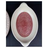 Longaberger Paprika Oval Baking Dish (ACO) & Johnson Bros Fruit Sampler Old Granite Oval Platter