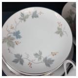 Sango Claire Fine China Dinnerware Set - 42-Piece, 10 Teacups, 18 Plates, Gravy Boat, Platter