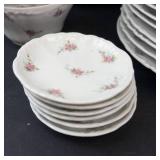 Imperial Floral Dinnerware Set - Porcelain with Pink Roses (Saucers, Plates, Cups, Bowls)