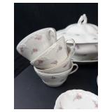 Imperial Floral Dinnerware Set - Porcelain with Pink Roses (Saucers, Plates, Cups, Bowls)