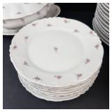 Imperial Floral Dinnerware Set - Porcelain with Pink Roses (Saucers, Plates, Cups, Bowls)