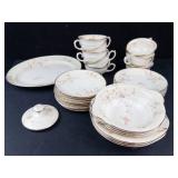 Pope-Gosser Clementine China Dinnerware Set - Teacups, Saucers & Plates