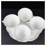 Indiana Glass Harvest Grape Milk Glass Cups & Plates Set - 4 Cups & 4 Plates
