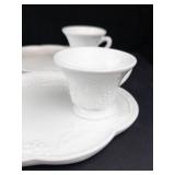 Indiana Glass Harvest Grape Milk Glass Cups & Plates Set - 4 Cups & 4 Plates