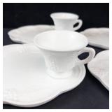 Indiana Glass Harvest Grape Milk Glass Cups & Plates Set - 4 Cups & 4 Plates