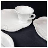 Indiana Glass Harvest Grape Milk Glass Cups & Plates Set - 4 Cups & 4 Plates