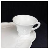 Indiana Glass Harvest Grape Milk Glass Cups & Plates Set - 4 Cups & 4 Plates